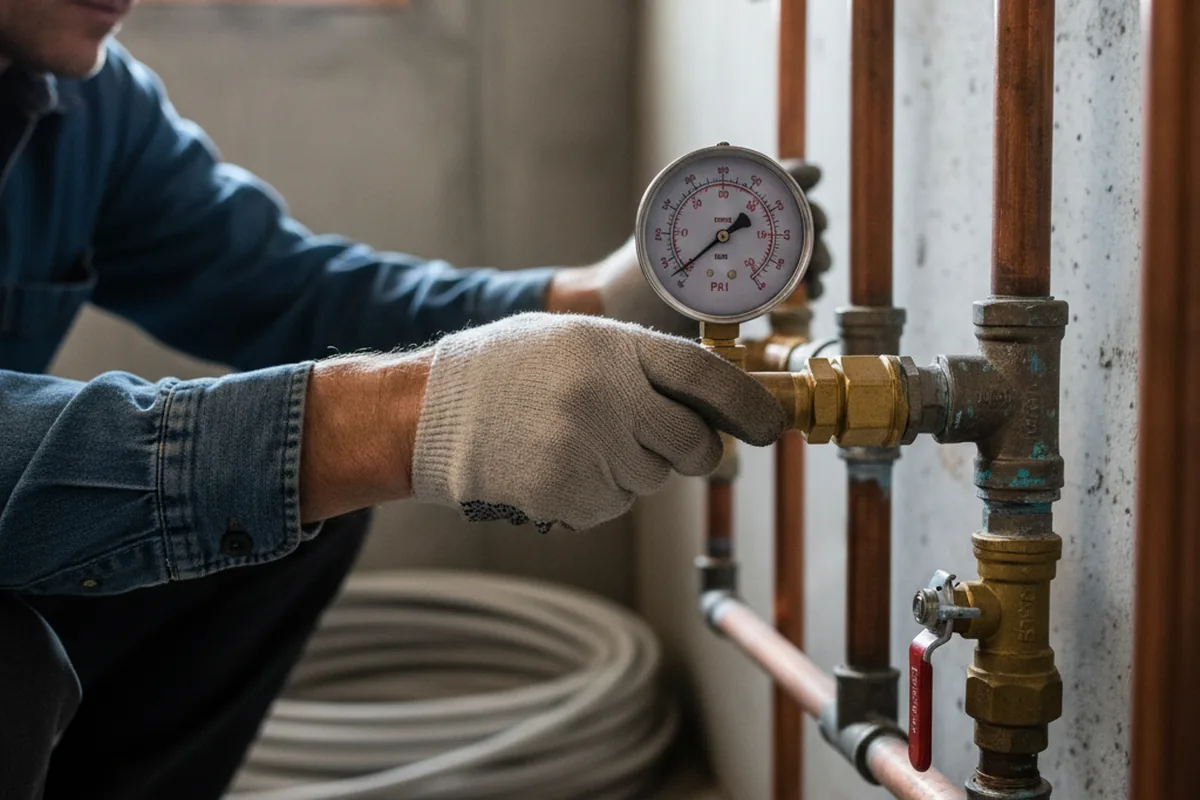 Pressure testing a repaired line during Water Line Repair in Erwinville